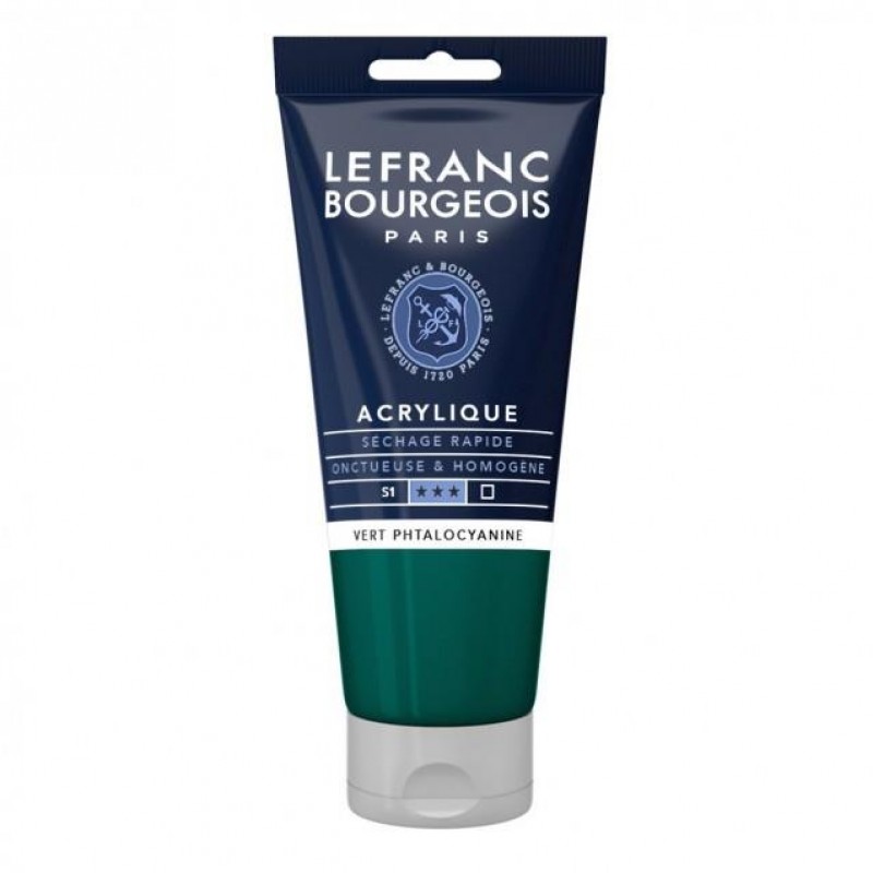 Lefranc Bourgeois 80ml Fine Acrylic 598 Phthalocyanine Green Serie 1