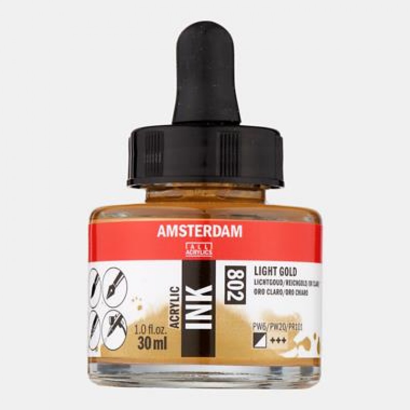 Amsterdam Acrylic Ink 30ml 802 Light Gold