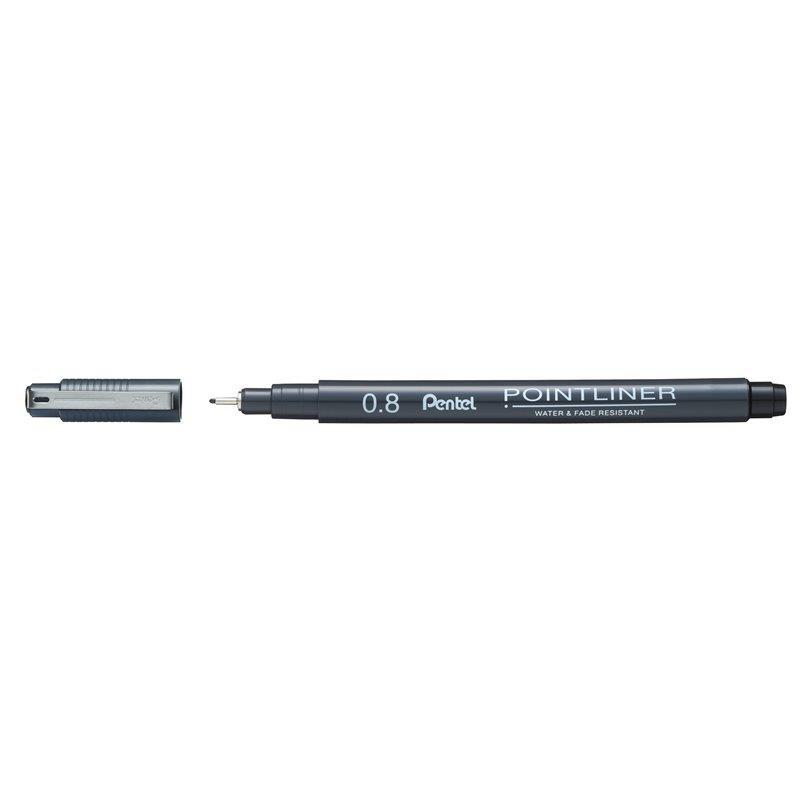 Pentel Μαρκαδόρος Pointlinner Μαύρος 0.8