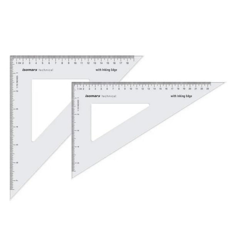 Isomars 2 Τρίγωνα 25cm/45° + 30cm/60° με Πατούρα