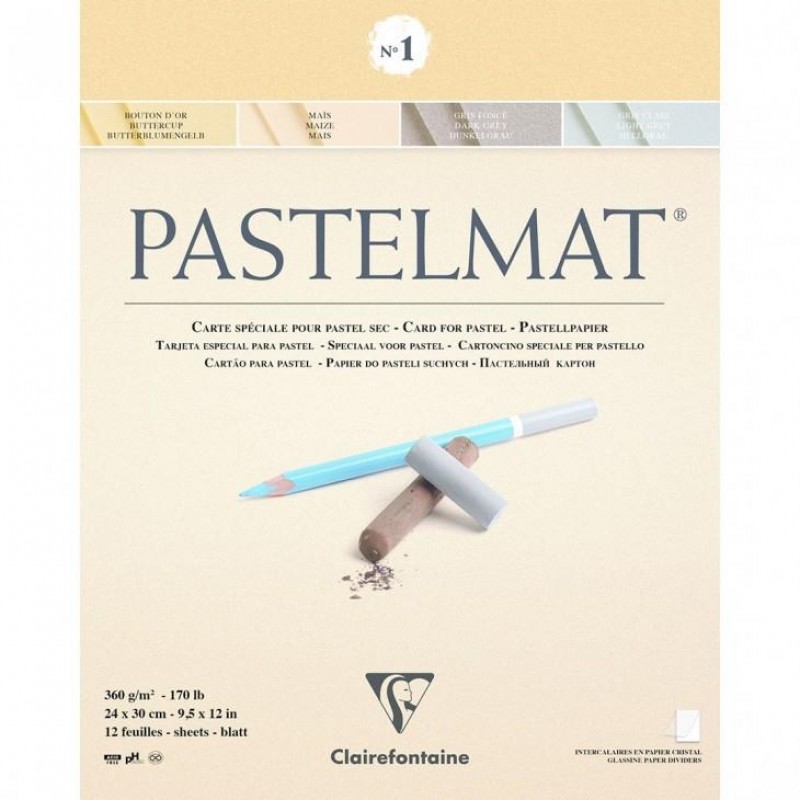 Clairefontaine Μπλοκ Pastelmat Nο.1 Κολλητό 12 Χρωματιστά Φύλλα 24x30cm 360gr