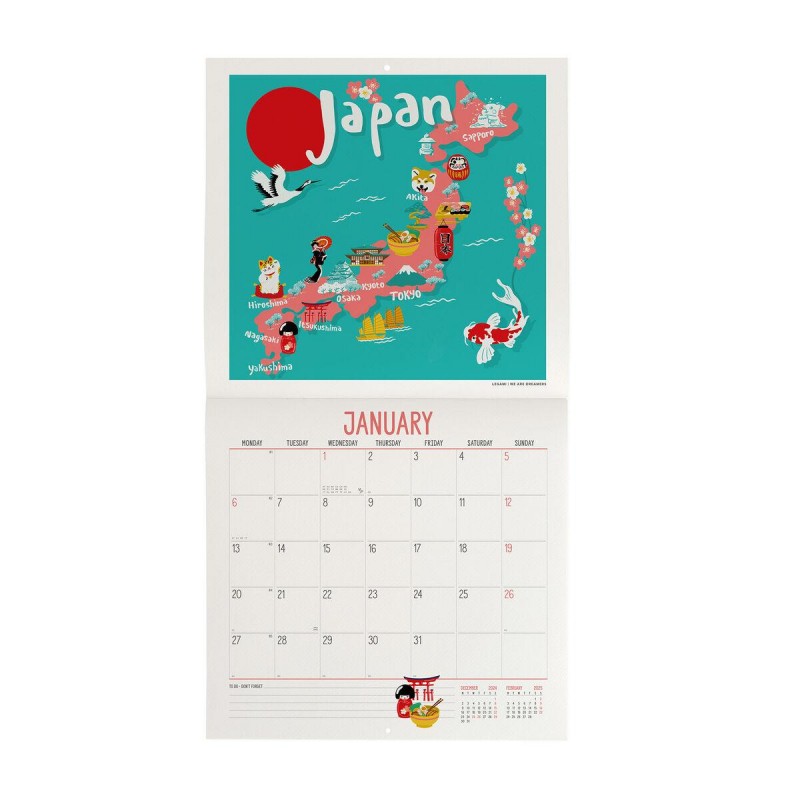 Legami 2025 Wall Calendar 30x29cm Travel