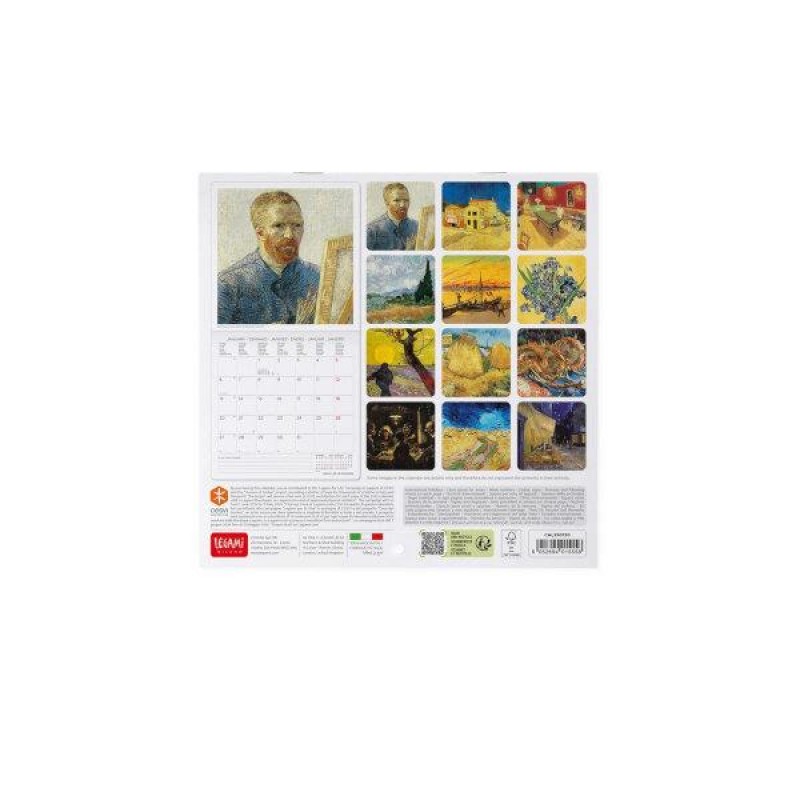 Legami 2025 Wall Calendar 18x18cm Vincent Van Gogh