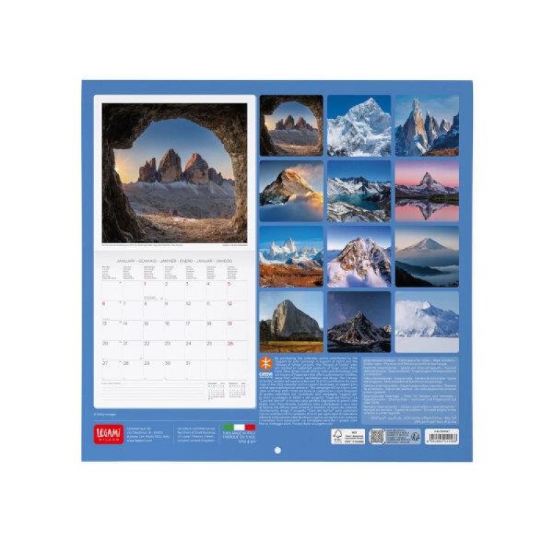 Legami 2025 Wall Calendar 30x29cm Mountains