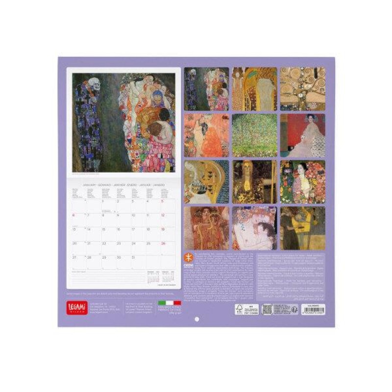 Legami 2025 Wall Calendar 30x29cm Gustav Klimt