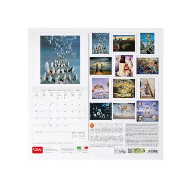 Legami 2025 Wall Calendar 30x29cm Salvador Dali