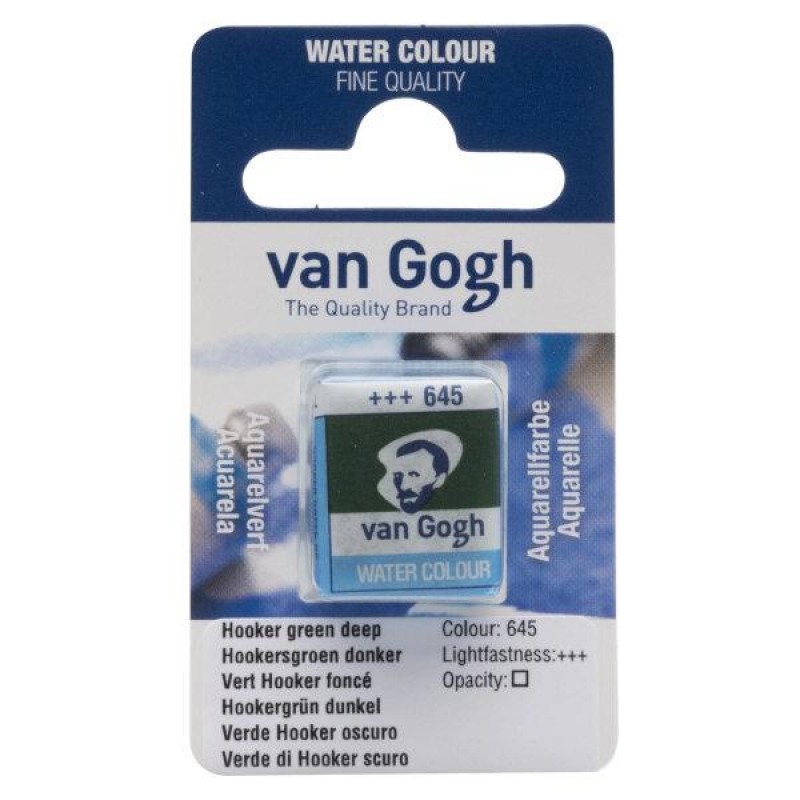 Van Gogh Watercolour Half Pan 645 Hooker Green Deep