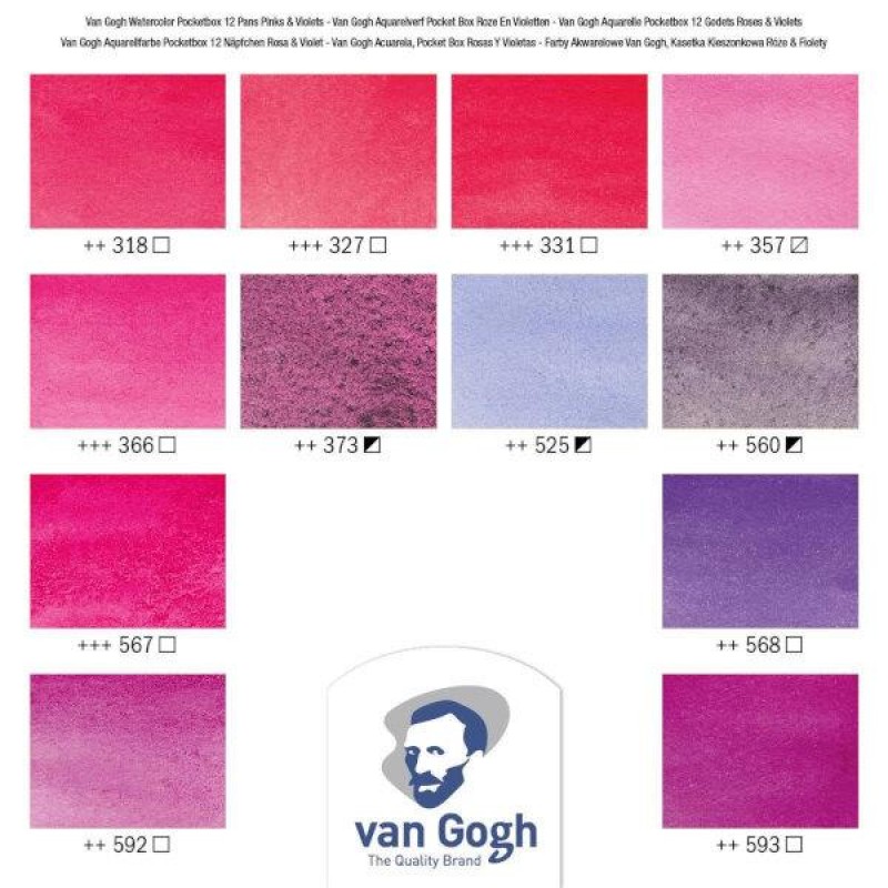 Van Gogh Κασετίνα με 12 Πλακάκια Ακουαρέλας Pinks + Violets