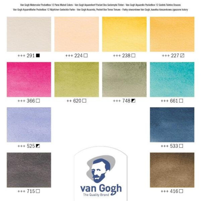 Van Gogh Κασετίνα με 12 Πλακάκια Ακουαρέλας Muted Colours