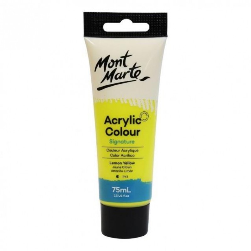 Mont Marte 75ml Studio Acrylic 02 Lemon Yellow