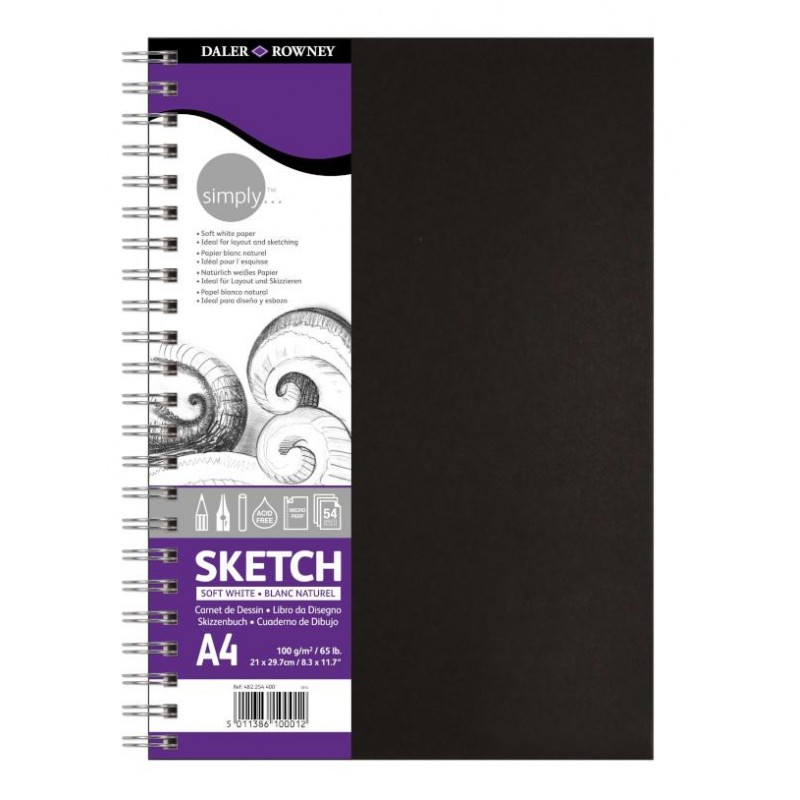 Daler Simply Sketchbook Soft White Σπιράλ Α4 100g 54 φύλλα