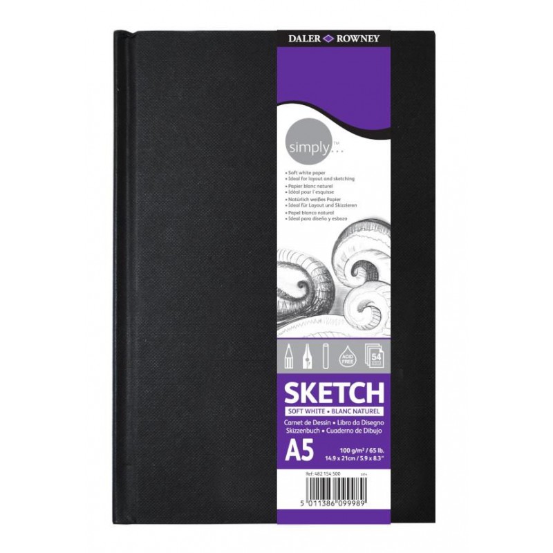 Simply Sketchbook Soft White Hardback Α5 100g 54 φύλλα