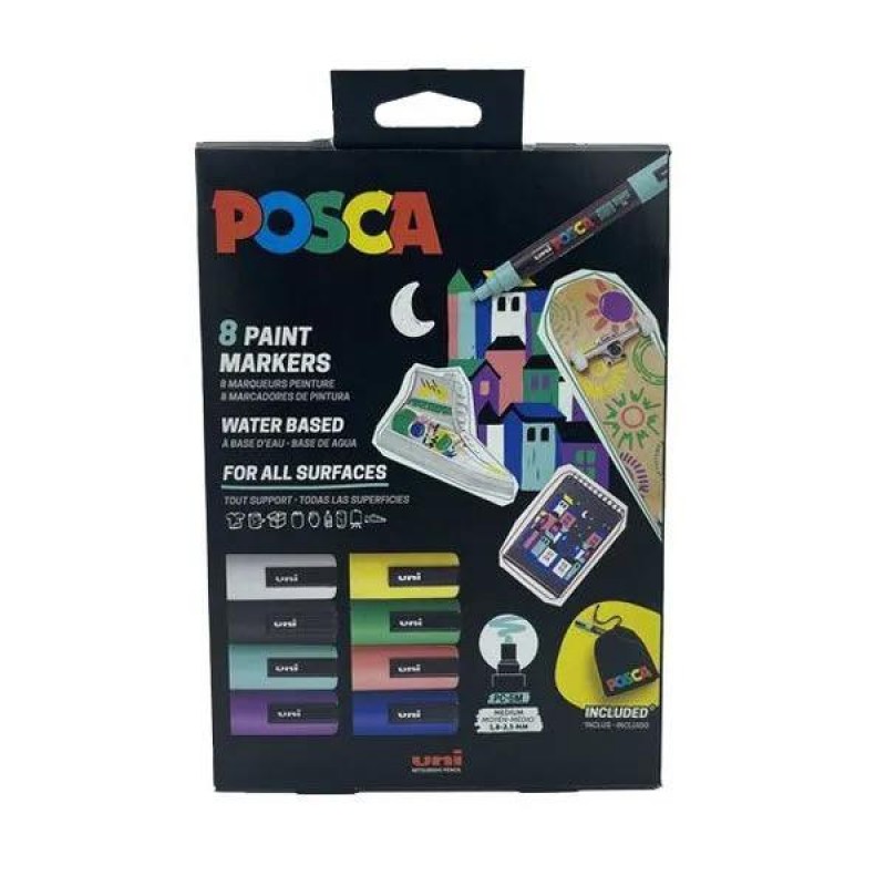 Σετ 8 Μαρκαδόροι Posca PC-5M με Τσαντάκι Posca