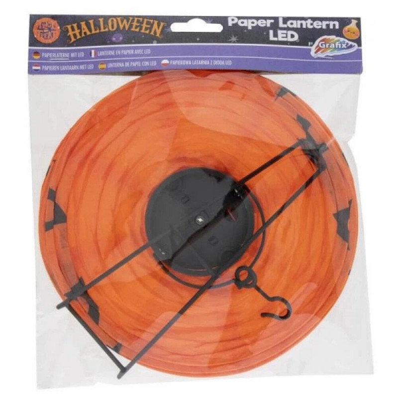 Κρεμαστό Φαναράκι Ριζόχαρτο Halloween Φ20cm με Led