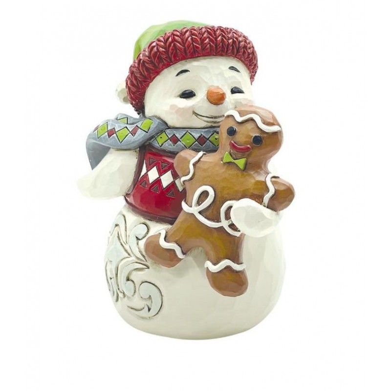 Jim Shore Mini Snowman with Gingerbread Man Figurine 9cm