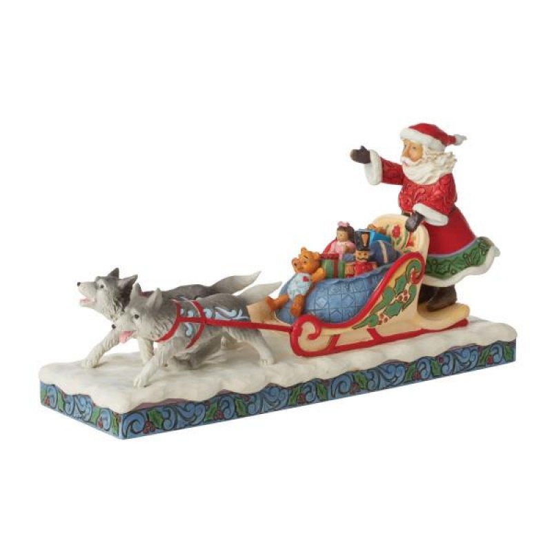 Jim Shore Merry Mushing Santa in Dog Sled with Toys Figurine 12cm