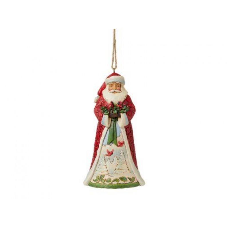 Jim Shore Santa with Cardinals Hanging Ornament 11,5cm