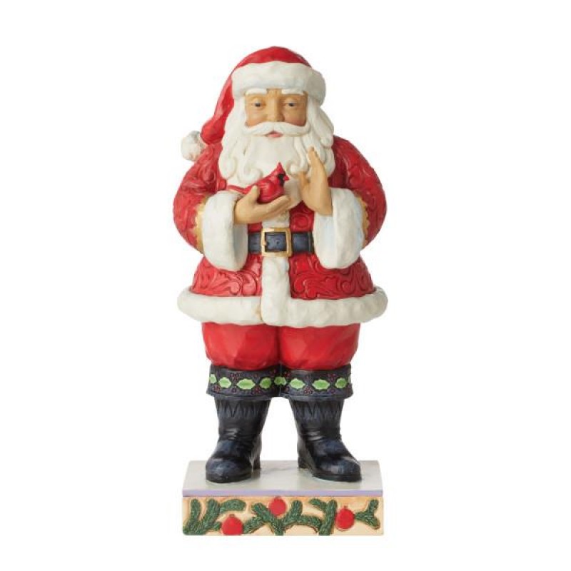 Jim Shore Touched by Wonder Santa with Cardinal in Hands Figurine 25cm