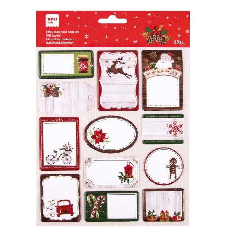 Apli 12 Christmas Gift labels - Pine cones