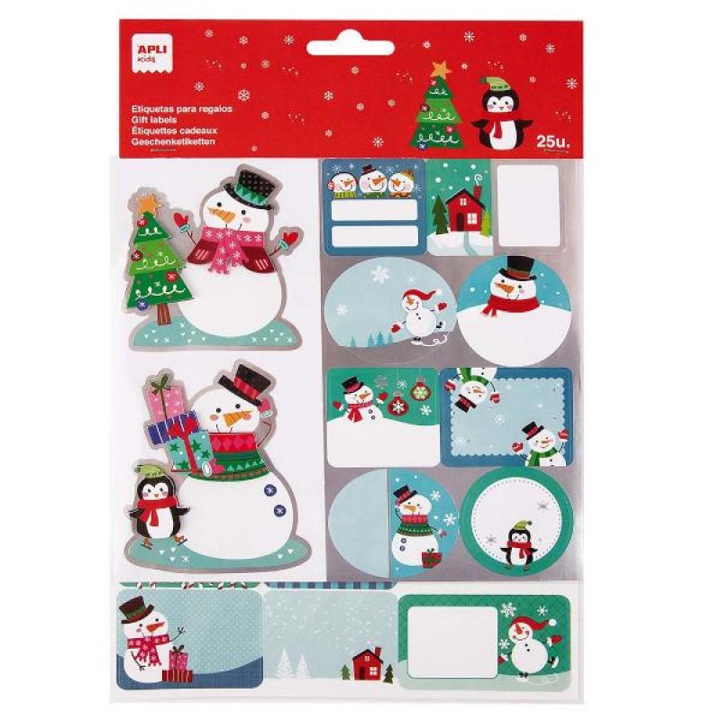 Apli 25 Christmas Gift labels - Penguin skates