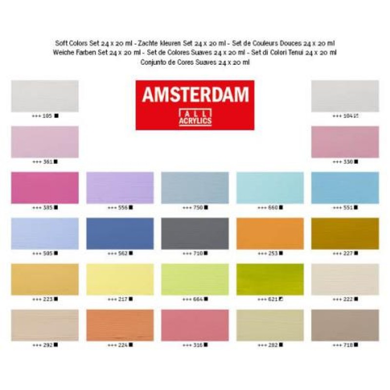 Amsterdam Σετ 24 Ακρυλικά Χρώματα 20ml Soft Colours