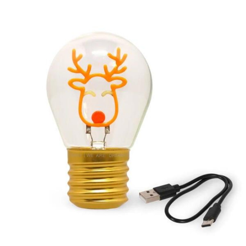 Legami Lightbulb-Shaped Table Lamp - Bulb Fiction Reindeer