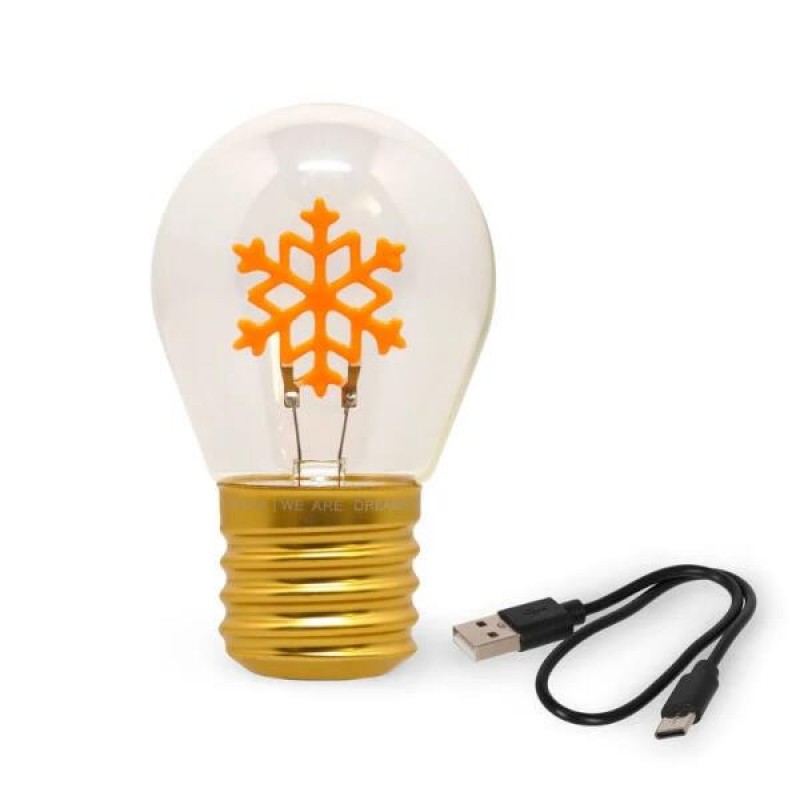 Legami Lightbulb-Shaped Table Lamp - Bulb Fiction Snowflakes