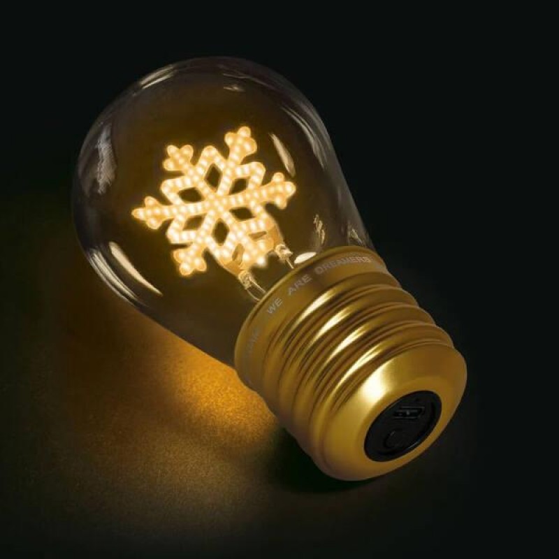 Legami Lightbulb-Shaped Table Lamp - Bulb Fiction Snowflakes