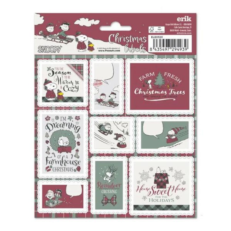 16 Christmas Labels Snoopy