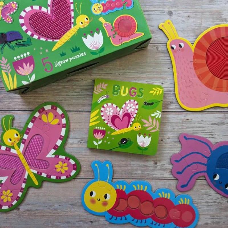 Touch and Feel Puzzle and Board Book Set - Bugs