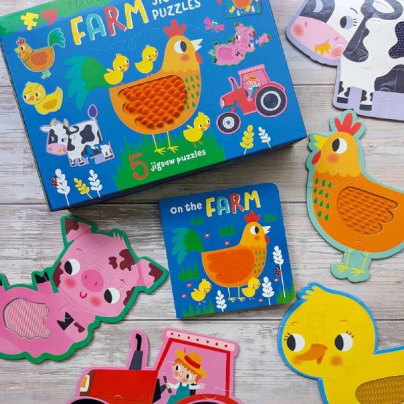 Touch and Feel Puzzle and Board Book Set - Farm