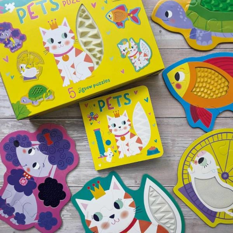 Touch and Feel Puzzle and Board Book Set - Pets