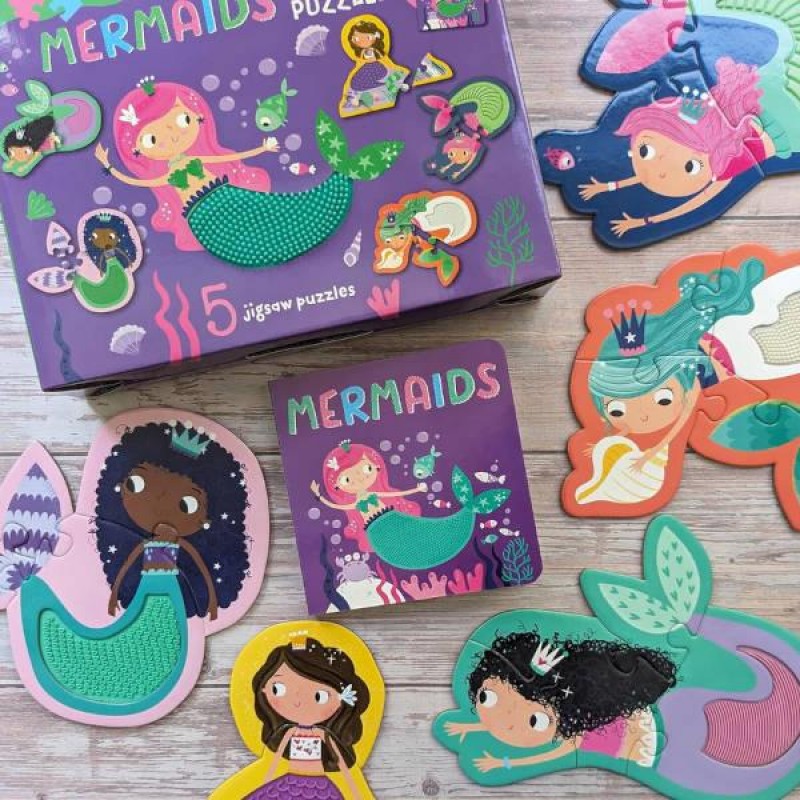 Touch and Feel Puzzle and Board Book Set - Mermaids