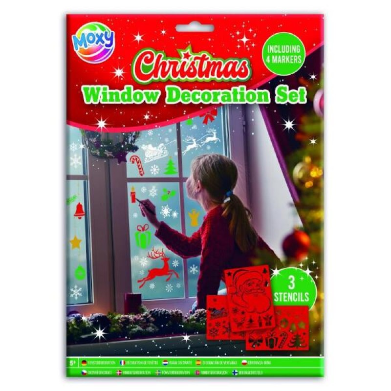 Moxy Christmas Window Decoration Set (4 Markers + 3 Stencils)