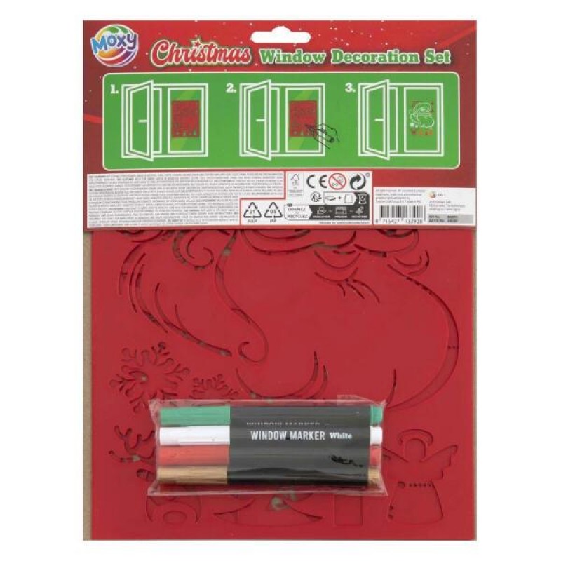 Moxy Christmas Window Decoration Set (4 Markers + 3 Stencils)