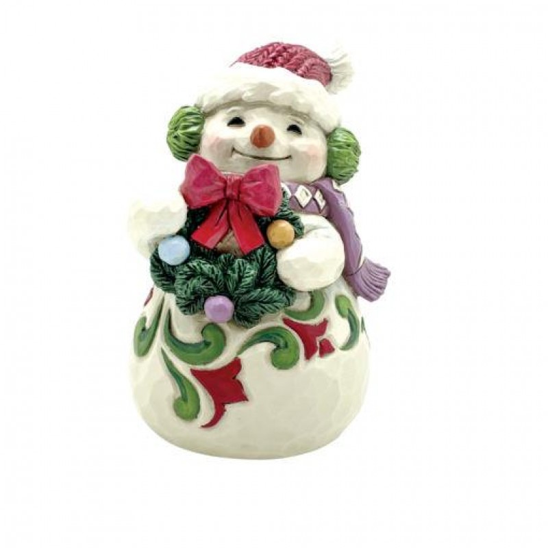 Φιγούρα Jim Shore Mini Snowman with Wreath 9,5cm