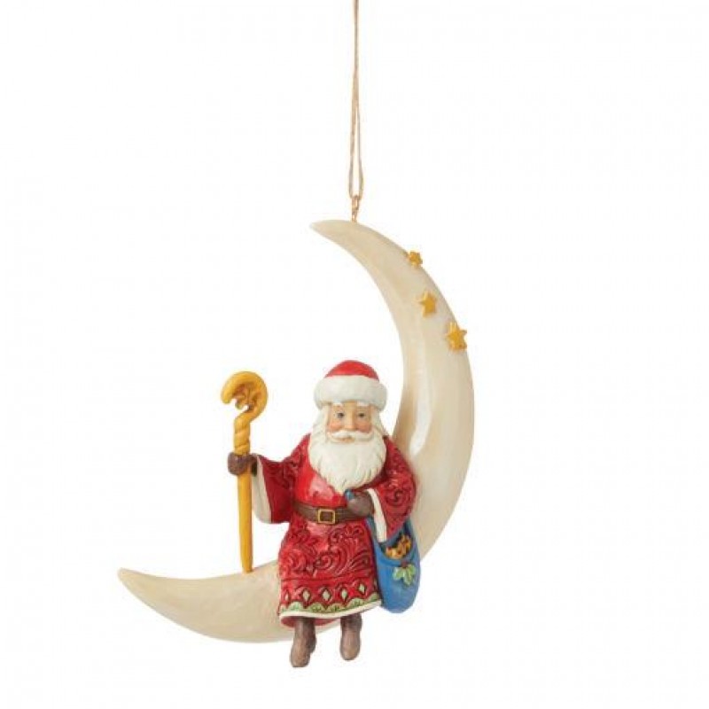 Jim Shore Santa in Moon Hanging Ornament 9,5cm