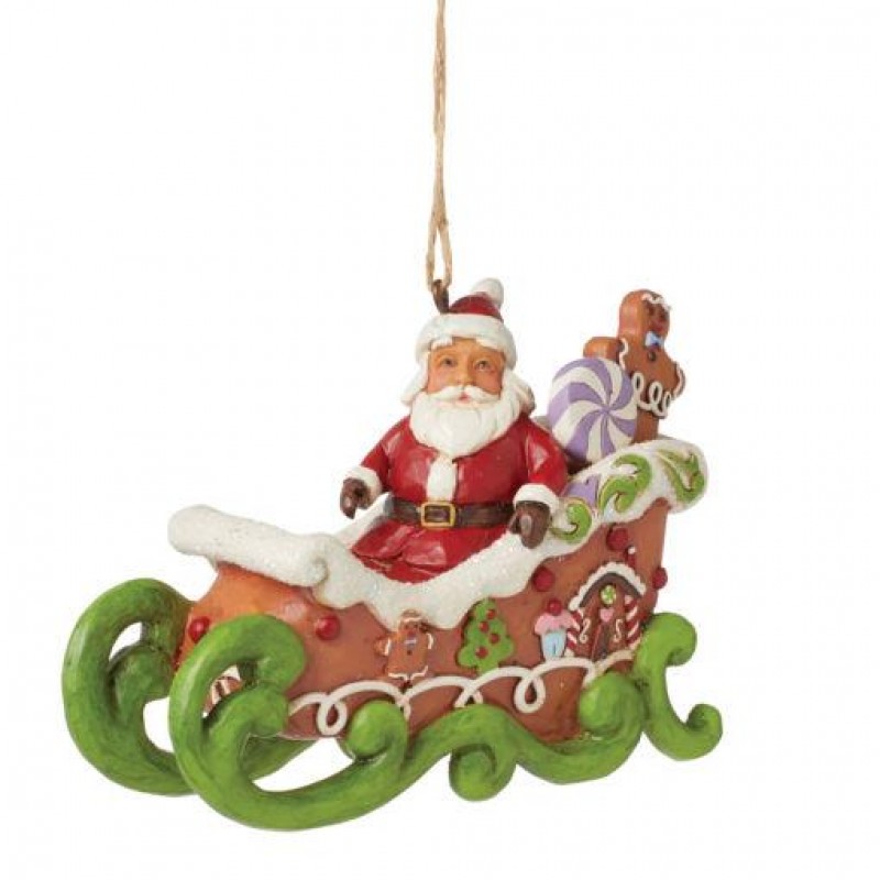 Jim Shore Santa in Sled Hanging Ornament 7,5cm