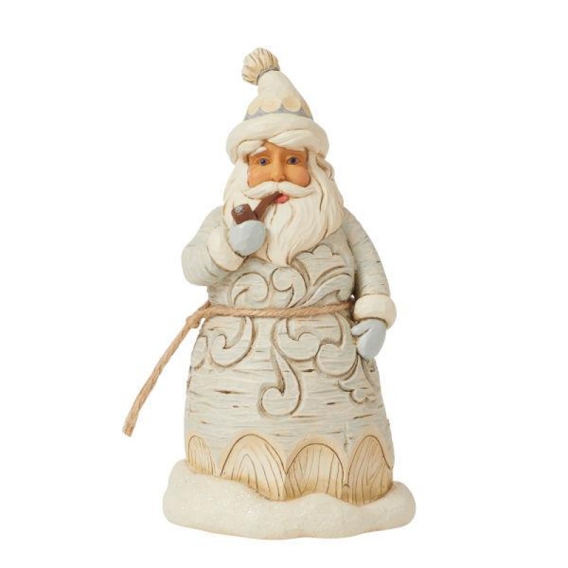 Jim Shore Forest Snow Day (White Woodland Carved Santa Figurine) 14,5 cm