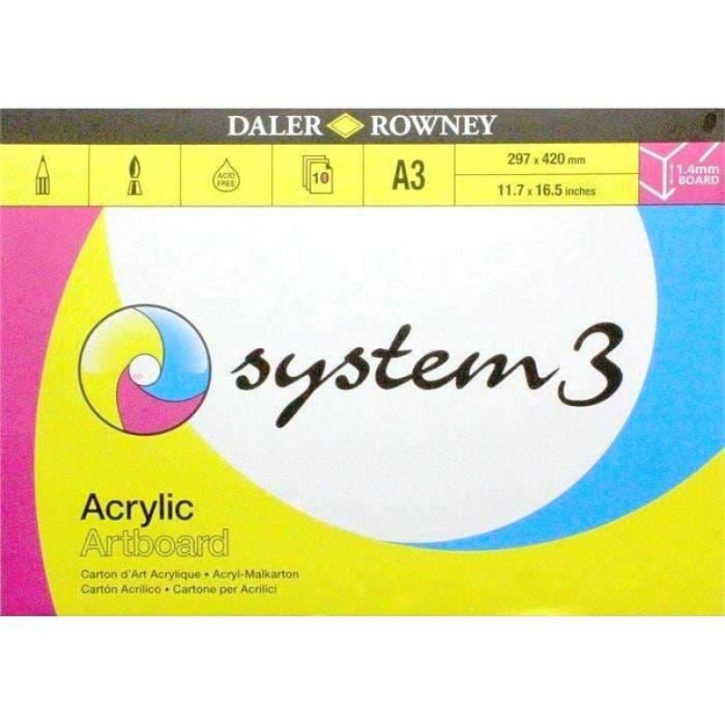 Daler System3 Acrylic Artboard 1.4mm A3 297x420mm 10p