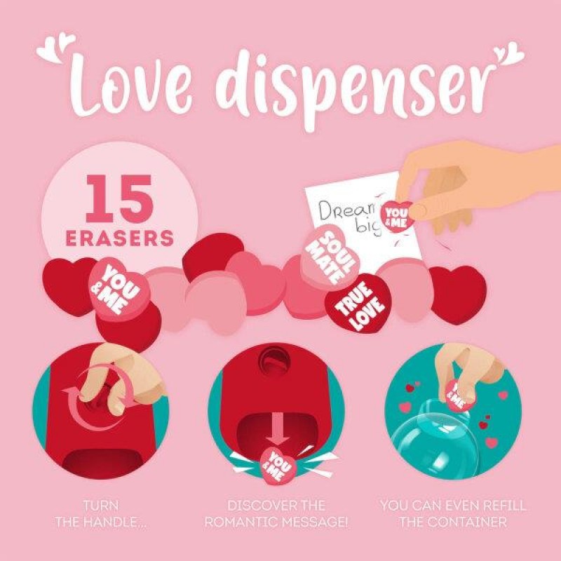 Legami Mini Eraser Dispenser Love