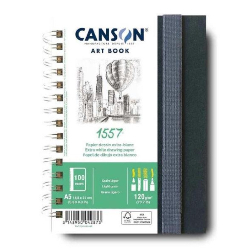 Artbook Σχεδίου Σπιράλ Canson 1557 120gr A5 100 φύλλα