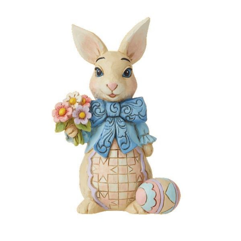 Jim Shore Bunny with Bow and Flowers Mini Figurine 10 cm