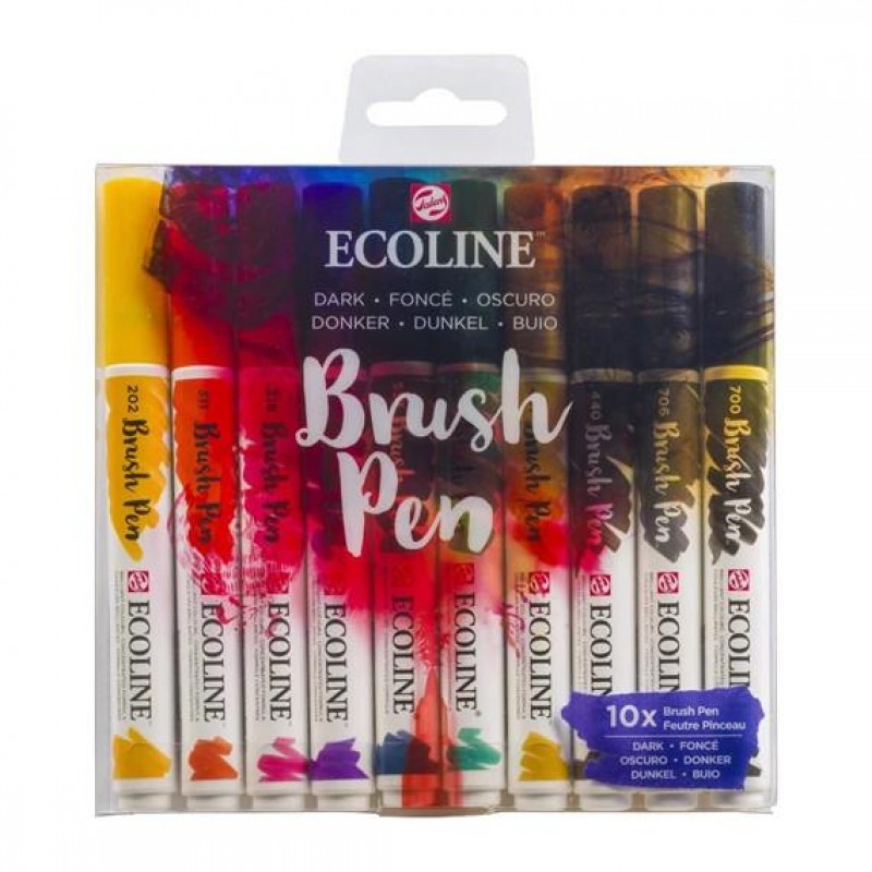 Σετ Ecoline Brushpen 10 Χρώματα Σκούρες Αποχρώσεις