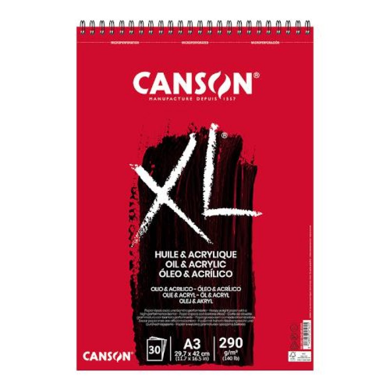 Canson Μπλοκ XL Oil-Acrylic A3 290gr 30φ