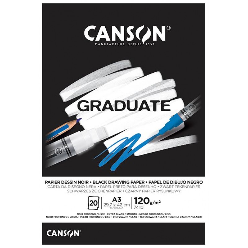 Canson Μπλοκ Graduate Black A3 120g 20φ