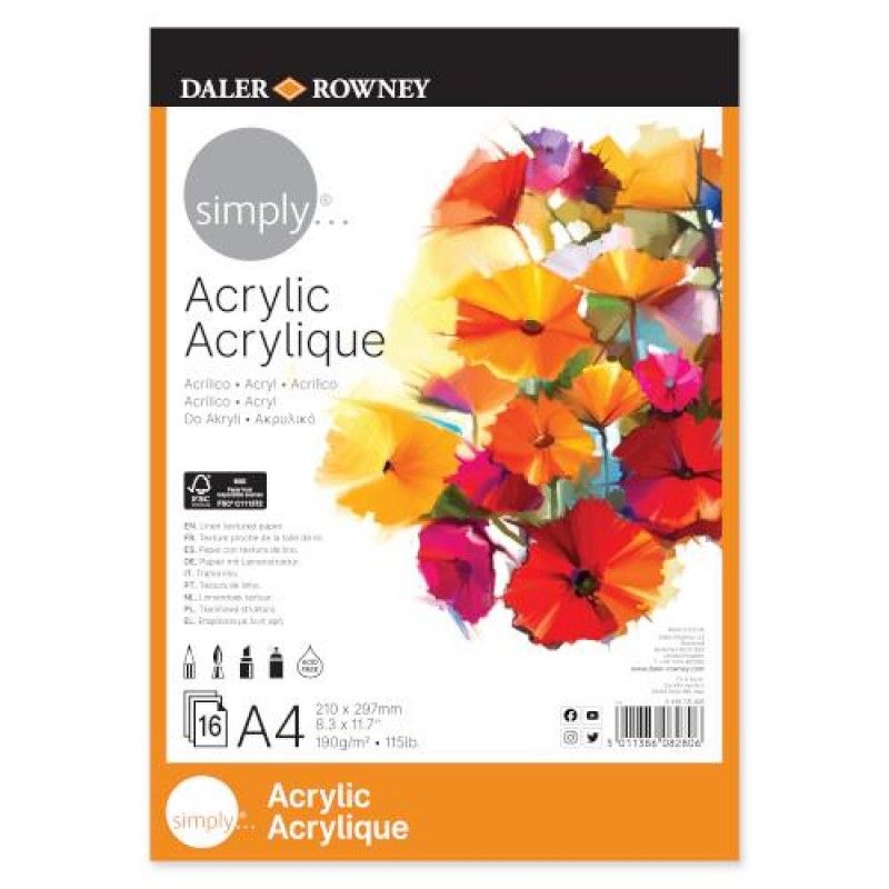 Daler Simply Μπλοκ Acrylic A4 190gr 16φ