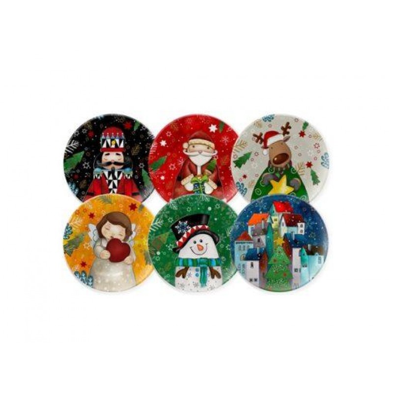 Set 6 Christmas Dessert Plates 19cm